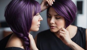 Aplikácia fialovej farby na vlasy